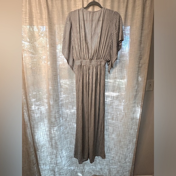 Audrey 3 Plus 1 Black and White Striped Jumpsuit with Cutout and Flared Sleeves. - Picture 11 of 16